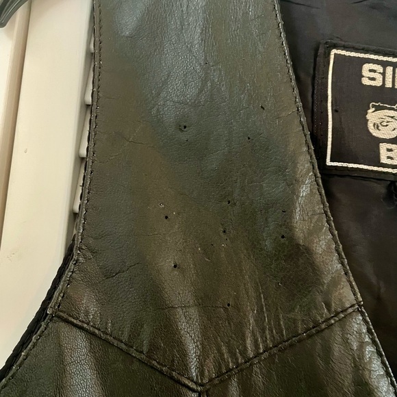 SILVER BIKE Leather Biker Vest, black. - Picture 4 of 6